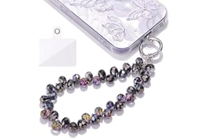 TINKRSTUFF Cool Detachable Phone Charms Black AB Colors Bedazzling Glass Beaded Anti-Theft Chain String Aesthetic Y2K Cellphone Wrist Strap for Bag Keychain Airpods Camera Pendants Decor