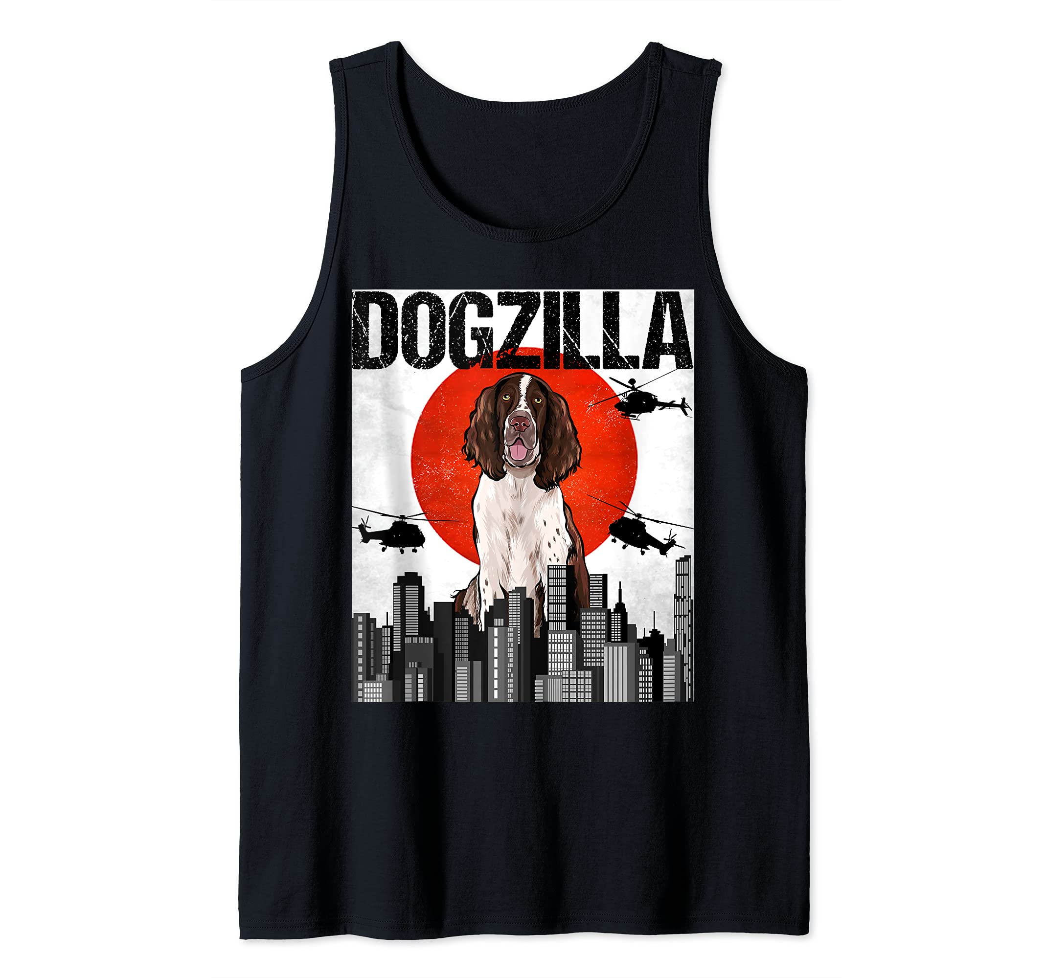 Funny Vintage Japanese Dogzilla English Springer Spaniel Tank Top