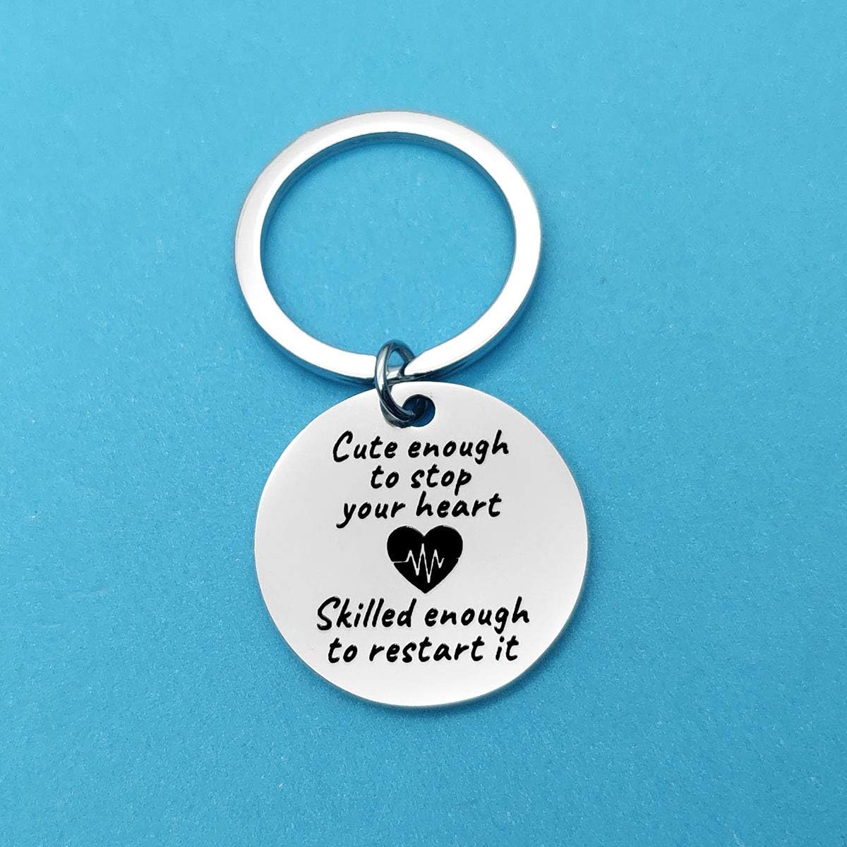 Nurse Gifts Keyring Cute Enough to Stop Your Heart Skilled Enough to Restart It Keyring Nurse Graduation Gifts Birthday Christmas Gifts Nursing Gifts for Medical Students Nurse RN - Image 3