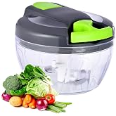 Ziweaye Manual Food Processor Vegetable Chopper, Portable Hand Pull String Garlic Mincer Onion Cutter for Veggies, Ginger, Fruits, Nuts, Herbs, etc., 500ml,（Gray-green）