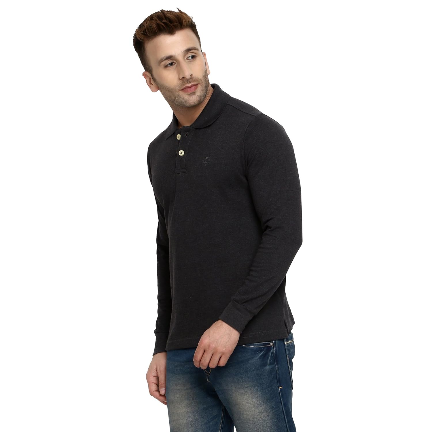 chkokko men's cotton full sleeve polo t-shirt