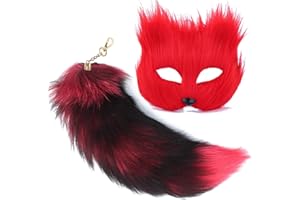 Lupidyyxun Therian Mask and Tail for Girl Furry Cat Fox Wolf Mask Therian for Women Halloween Costume