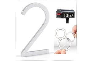 VONDERSO 3 Inch Self-Adhesive Mailbox Numbers and Letters for Outside, Thick Foam Adhesive for Strong Adhesion, Aluminum Alloy with Powder-Coated Finish, No Fading, Rustproof (Glossy Silver Number 2)