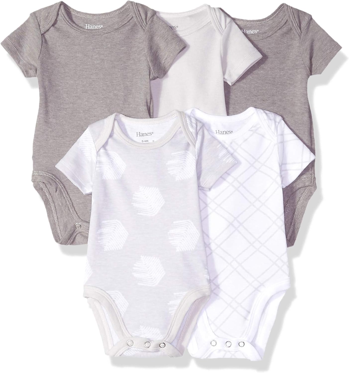 Hanes Ultimate Baby Flexy 5 Pack Short Sleeve Bodysuits