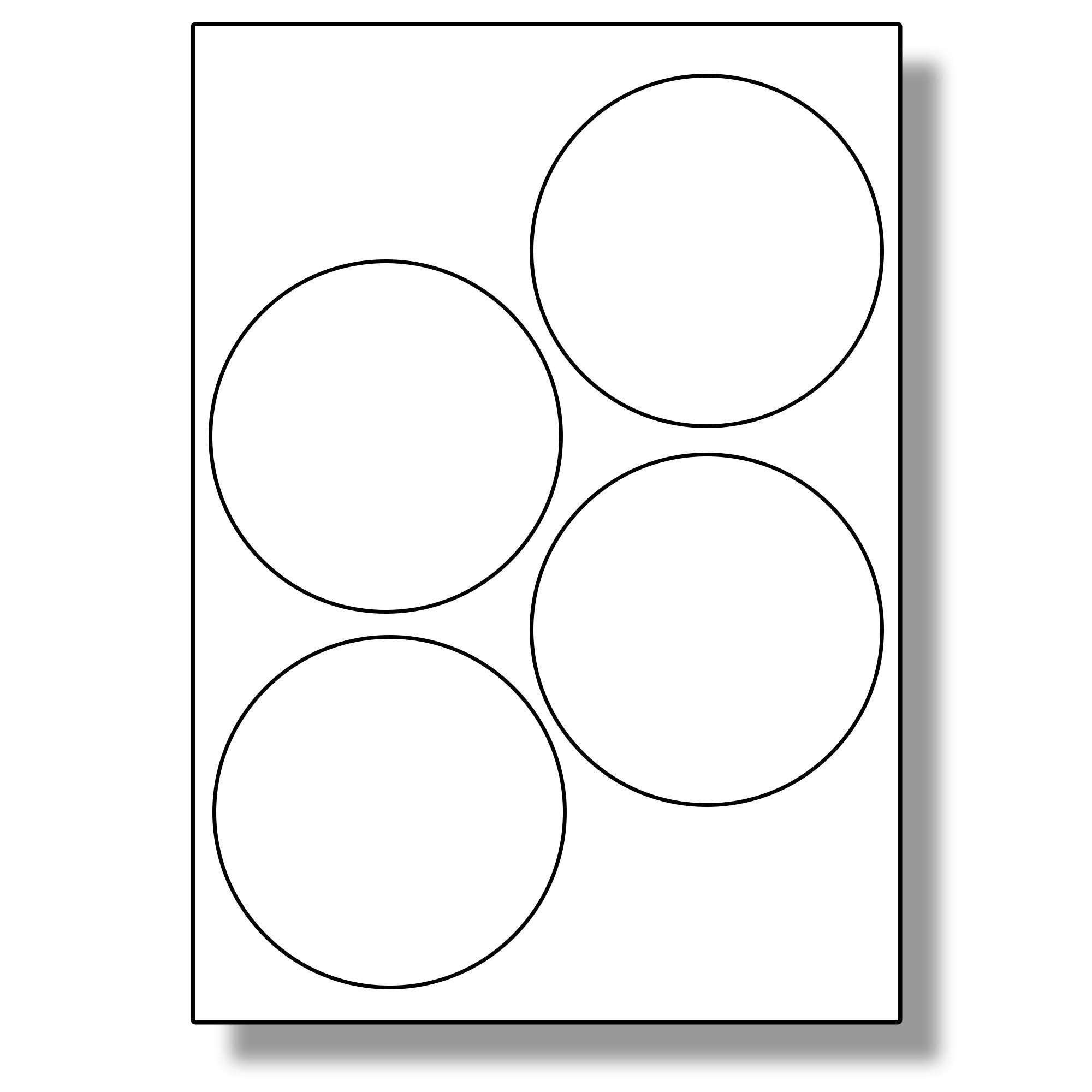 Label Planet® 4 Per Sheet, 25 Sheets (100 Round Labels). Round Paper Labels for Inkjet and Laser Printers, 100mm Diameter, LP4/100R.