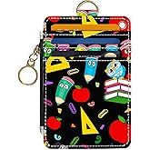 DATOUCAT Slim Wallet Credit Card Holder, Colorful Stationery, RFID Wallet Women Cute Small Front Pocket Wallet With Zipper, PU Leather Thin travel RFID Blocking Card Case ID Window,Ladies Gifts