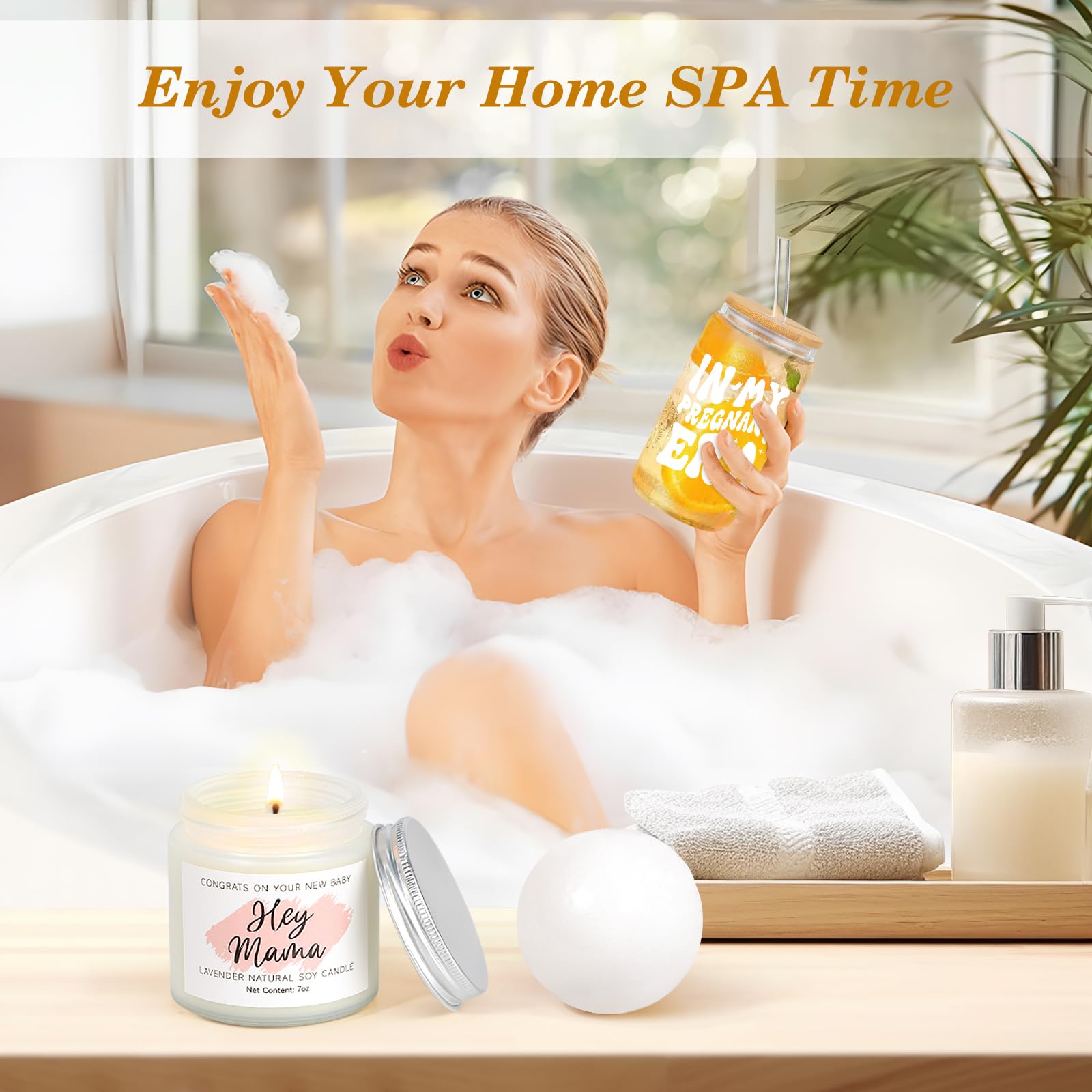 Pregnancy Gifts for Expecting Mom, Cool New Mom Gifts, First Time Mom Gifts for Pregnant Women Wife Daughter Friends Coworker, 16oz Glass Cup Bunny Lovey, Unique Mom to Be Gift - in My Pregnant Era