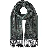 Umjetnost Womens Soft Silky Pashmina Rave Scarf Paisley Pattern Pashmina Shawl Wrap with Fringes