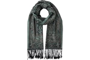Umjetnost Womens Soft Silky Pashmina Rave Scarf Paisley Pattern Pashmina Shawl Wrap with Fringes