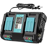 TeenPower 18V Rapid Charger Replacement for Makita Battery Charger 18V Station 2Ports