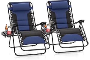 Sophia & William Oversized XL Zero Gravity Recliner Chair Set of 2 Padded, Folding Reclining Lounge Chair with Wide Armrest and Cup Holder, Support 400 LBS, Blue