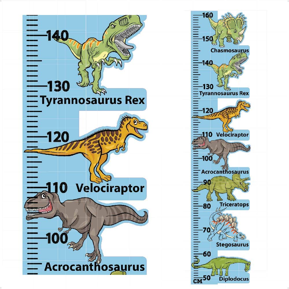 STICKERS MAGIC | Dinosaur Height Chart Wall Sticker, Kids Room Children Nursery Growth Measuring Ruler, 100% REMOVABLE Decal, Perfect Present Birthday Gift for 5 6 7 8 Year Old Boys