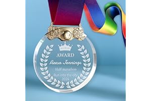 JCYIF Custom Medals for Awards Personalized Crystal Award Medals with Neck Ribbons Gold Silver Bronze Medals for Adults MVP A