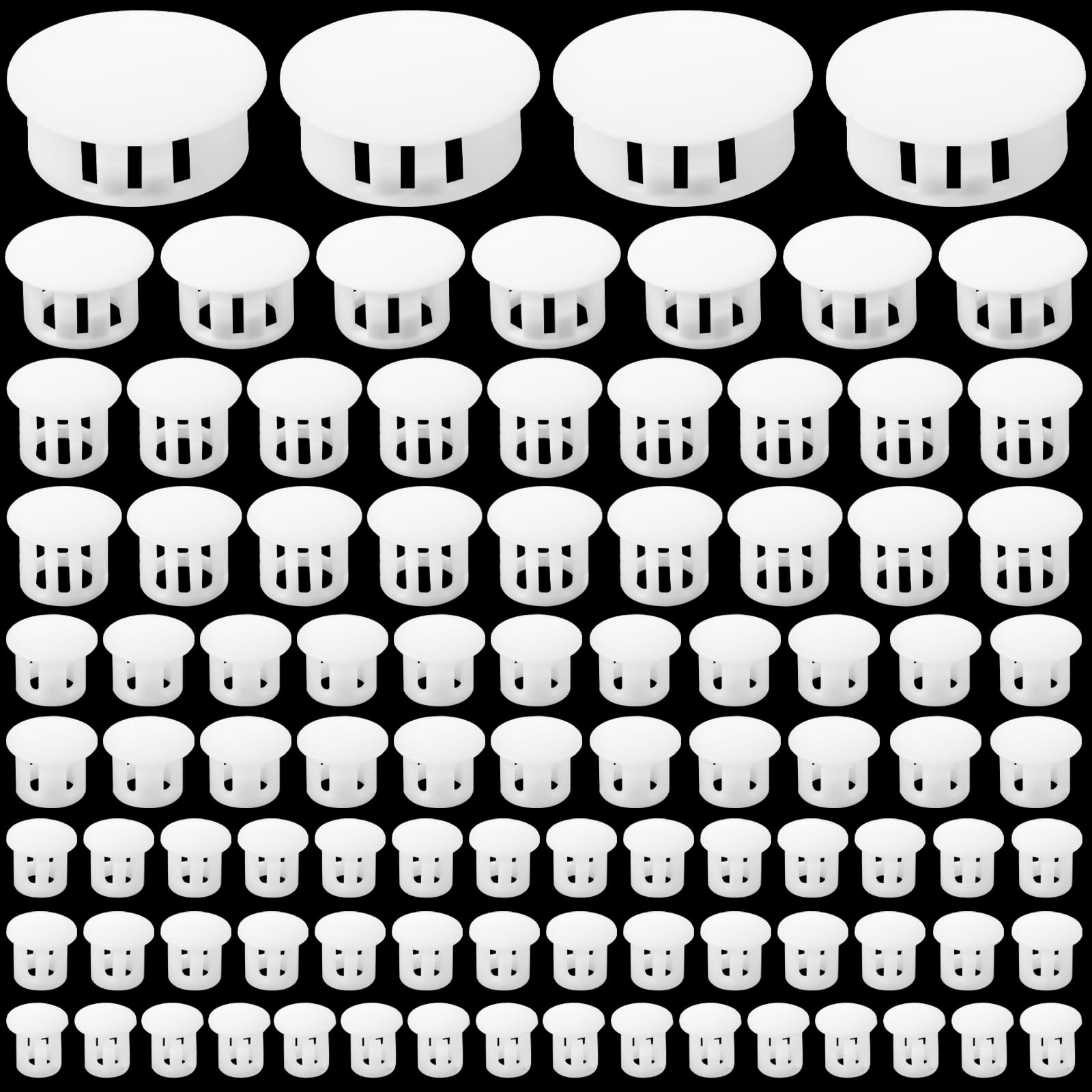 Ouligay 160pcs 6 Sizes Plastic Hole Plugs White Hole Plugs Screw Hole Plugs Fastener Cover Locking Plugs White Plastic Plugs for Holes for Cabinet Furniture Locking Hole Tube 1/4" 5/16" 3/8" 1/2" 1"