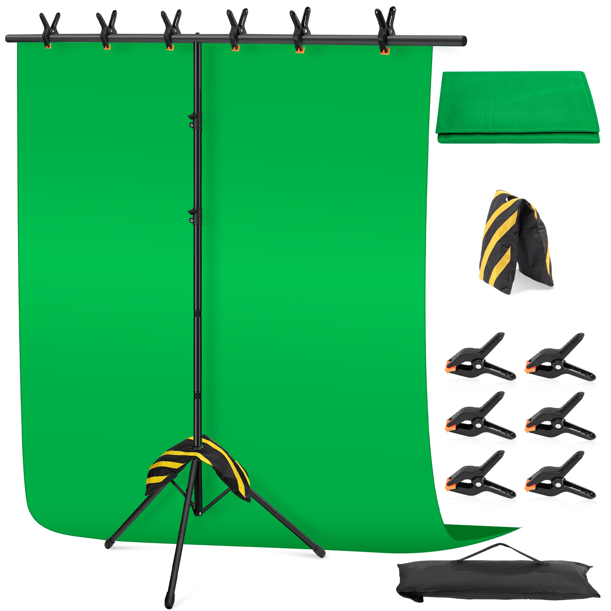 Photo 1 of Green Screen Backdrop Kit 8X7.2ft,Portable greenscreen Background with Stand,Adjustable T-Shape Photo Backdrop Stand for Photography, Streaming,Video,Studio,Party,Zoom