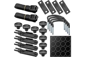 GAOLAOSY 4PCS Roof Box U-Bolt Clamps, Universal Car Roof Rack Mounting Brackets with 8 Lock Nuts & 2 Straps, Car Rooftop Cargo Carrier Rack Bolts Mounting Fitting Kit