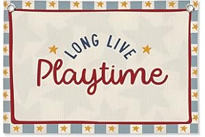 STHTTSW Playroom Decor, Long Live Playtime Linen Canvas Banner,Kids Room Nursery with Star Pattern Wall Hanging Banner Flag Inspirational Decor for Toddler Boys Toy Room Bedroom,30x20 Inch
