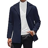 COOFANDY Mens Trench Coat Notched Collar Single Breasted Peacoat Winter Overcoat With Pockets