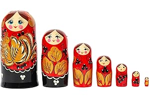 HITT Russian Nesting Dolls Wooden Nesting Dolls Matryoshka Doll 7 Dolls with Traditional Pattern