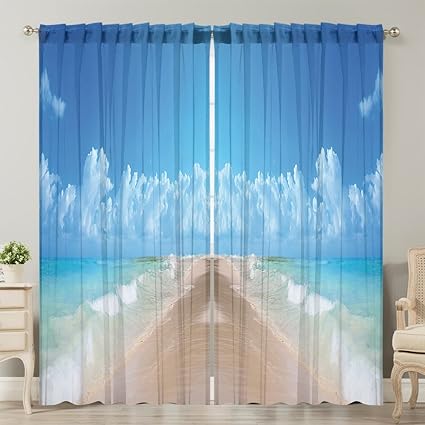 Amazon Com Moslion Window Curtain Hawaiian Tropical Seacoast