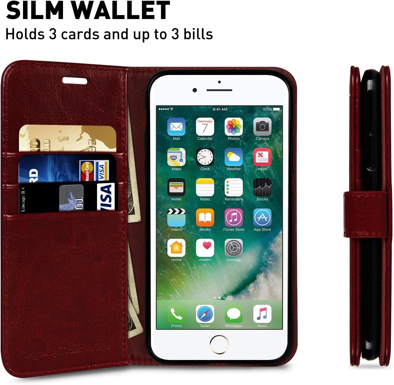 Flip Cases Monasay Iphone 7 Wallet Case Iphone 8 Wallet Case Iphone Se Case 4 7 Inch Glass Screen Protector Included Flip Folio Leather Cell Phone Cover With Credit Card Holder For Apple Iphone 7 8 Se2 Cell