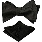 Alizeal Mens 2pcs Paisley Jacquard Self-Tie Bow Tie Pocket Square Set