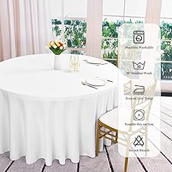 REWOMC 10 Pack Round Tablecloths - 90 Inch, White