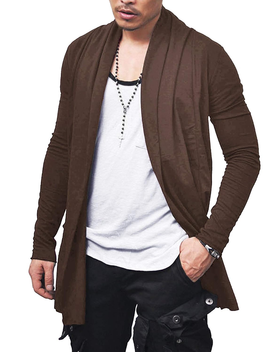 COOFANDY Mens Ruffle Shawl Collar 