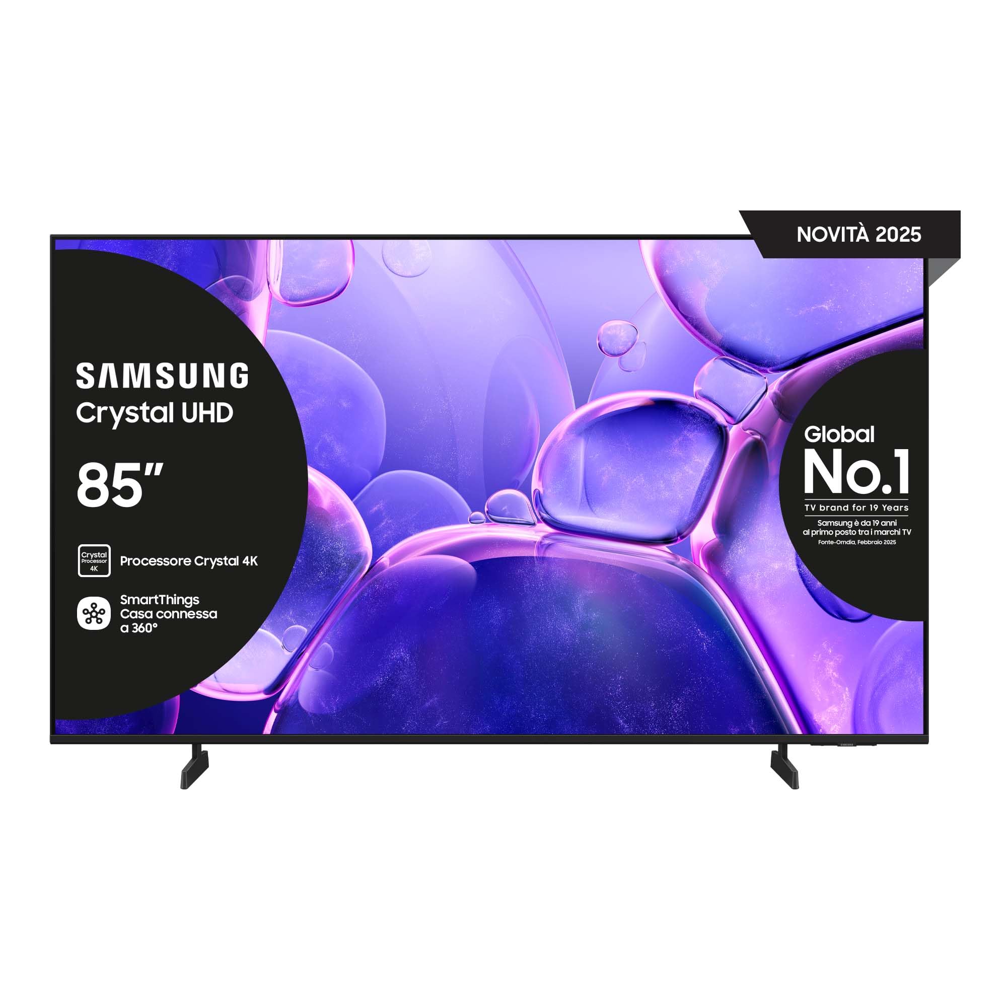 Samsung Crystal UHD 4K Smart TV 85'' UE85U8090FUXZT, Crystal 4K Processor, HDR, Smart Experience, OTS Lite & Adaptive Sound, Metal Stream Design, 2025
