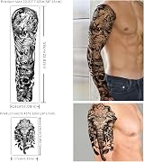 Kaieteur Waterproof Temporary Tattoos Full Arm 8 Sheets Half Arm 8 Sheets Men view 5