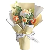 POPUPARTY Crochet Flowers Bouquet 4PCS, Handmade Knitted Artificial Crochet Flower Gifts - Roses Daisies, Preserved Flowers for Mother's Day Valentine's Day Birthday Home Decro- Yellow