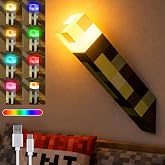 Pixelated Torch Night Light for Kids Son, USB LED 7 Colors Change Wall Lamp | Rechargeable, Wireless - Freely Place, Tabletop Nightlights for Boys Girls Gamer Adults Bedroom Game Room Home Decor, Gifts