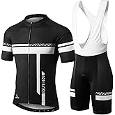 INBIKE Cycling Jersey Mens Set Reflective Breathable Biking Outfit Quick-Dry Bib Bicycle Jersey with 3D Padded Shorts