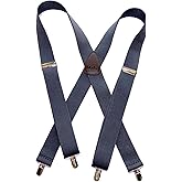 1 1/2" Wide Classic Series Holdups Suspenders for Men in X-back style w/USA Patented No-slip® Silver Clips