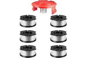 Chway 7 Pcs AF-100 Weed Eater Strings Compatible with Black and Decker Weed Eater, 0.065’’ AFS Automatic Feed Replacement Spool, 6 Pcs Spools(180ft Total), 1 Pcs RC-100-P Trimmer Cap and Spring