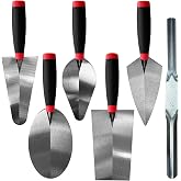Hubaow 6 Pieces Masonry Hand Tool Set, Bricklaying Margin Trowels | Tools Kit Includes Brick Trowels,Pointing/Bucket/Gauging Trowel&amp;Convex Brick Jointer, Great for Concrete,Cement,Plaster,Tile