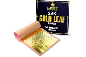 Barnabas Blattgold Edible Gold Leaf 24K - Cake Decorations, Loose Gold Leaf Sheets for Cupcakes - 3.1 inches, Book of 10