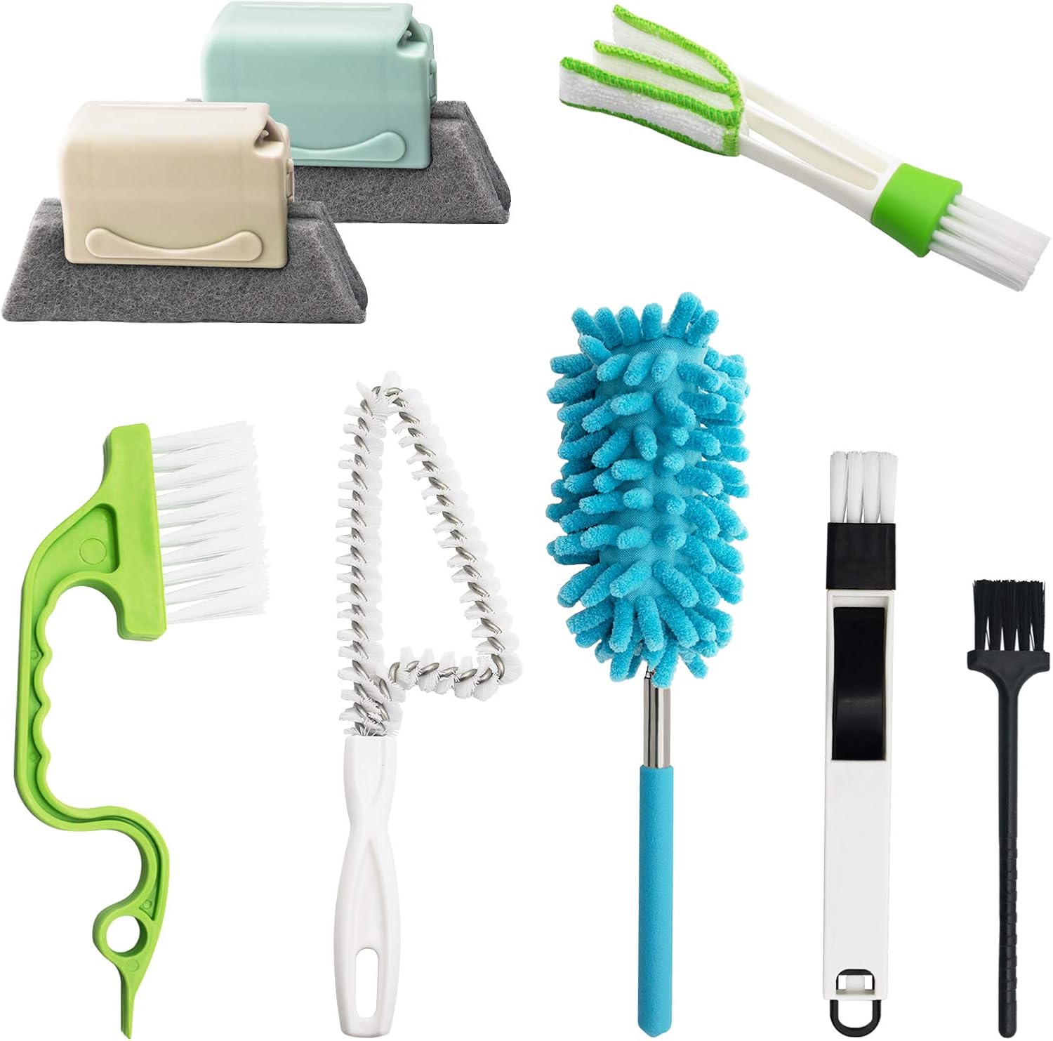 8 Pcs Window Hand-held Cleaning Brush, Door Window Groove Gap Cleaning Tools Microfiber Duster & Washable Crevice Track Cleaning Brush, for Shutter/Keyboard/Air Conditioner/Car Vents/Dust Removal: Kitchen & Dining