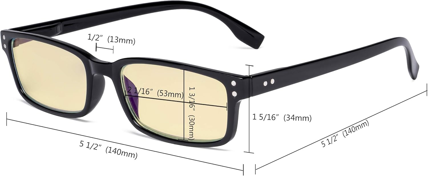 Eyekepper Blue Light Blocking Reading Glasses with Yellow Filter Lens - Computer Readers Men Women - Black-Transparent +2.00 - Image 5