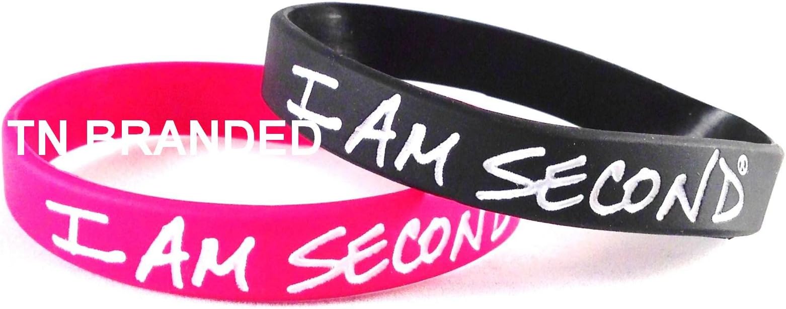 I AM SECOND Wristband Silicone Adult COMBO Pack (2 pieces) Pink & Black