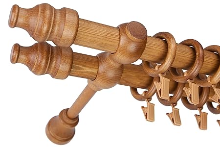 Nantural Wood Double Wooden Curtain Pole 120 Cm 47 24 Alder