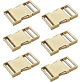 Bytiyar 6 pcs 1 inch Metal Buckles Side Quick Release Single Adjustable Buckle for Straps Paracord Backpack Webbing Belt Dog Collars,Light Gold