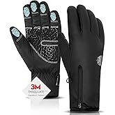 Bruvoalon Y322 Winter Gloves for Men & Women, -10℉ Touchscreen 5-Layer Thermal Insulated, Windproof Anti-Slip Ski Gloves