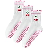 Mokde Mondge Pilates Socks with Non-Slip Grips Yoga Grippy Barre Workout Athletic Crew Anti-Slip Grip Socks for Women