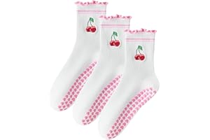 Pilates Socks with Non-Slip Grips Yoga Grippy Barre Workout Athletic Crew Anti-Slip Grip Socks for Women