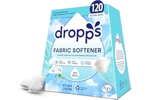 Dropps Laundry Fabric Softener Pods, Crisp Breeze (120 Count) - Fabric Softener Liquid Pods for Fluffy, Soft Fabrics - HE Compatible Mineral Based Ingredients Laundry Supplies