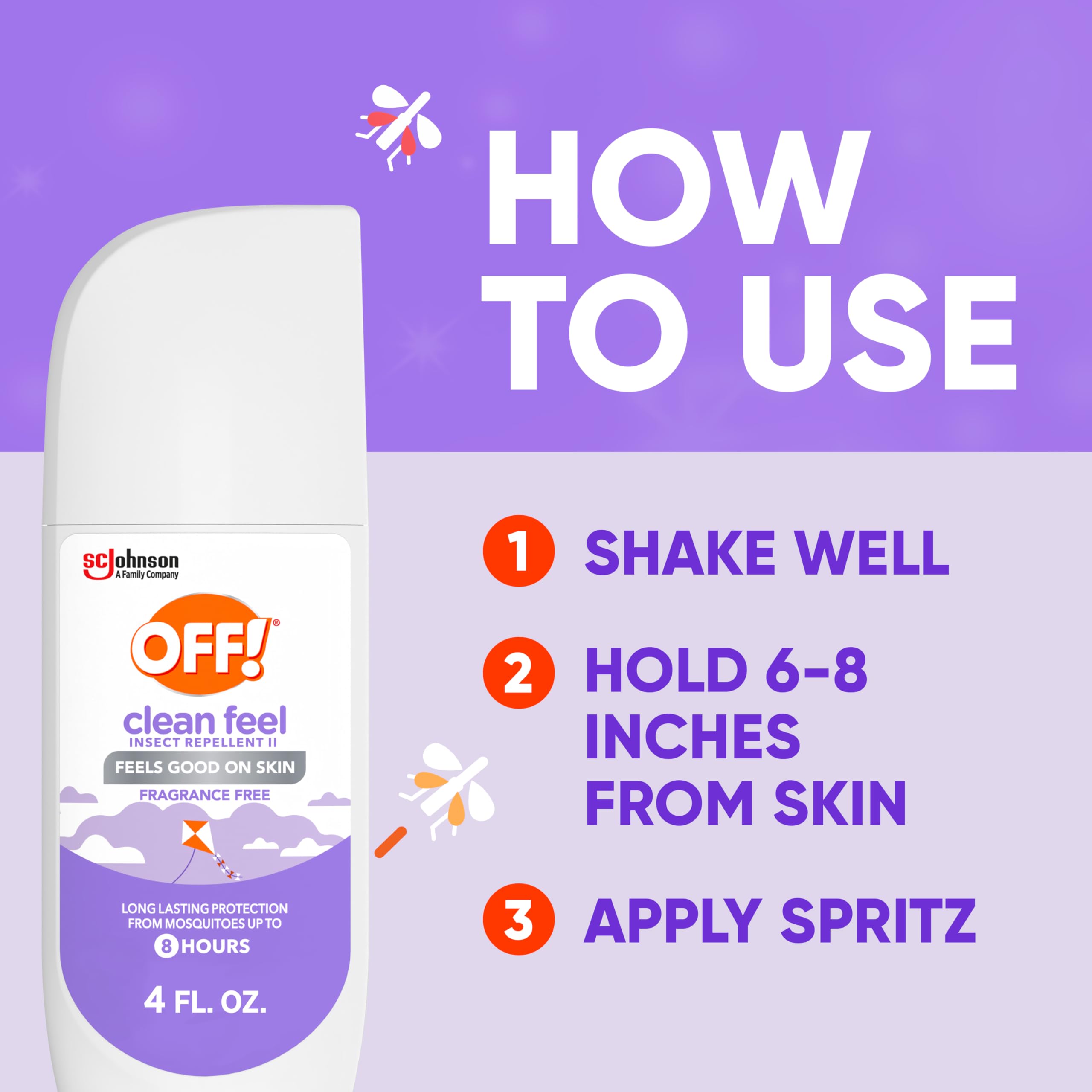 OFF! Clean Feel Insect Repellent Spritz with 20% Picaridin, Bug Spray with Long Lasting Protection from Mosquitoes and Ticks, Feels Good on Skin, 4 oz