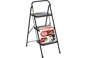 HBtower 3 Step Ladder, Step Stool with Wide Anti-Slip Pedal, Step Ladder Folding Step Stool for Adults, Lightweight Steel Portable ladders for Home Kitchen