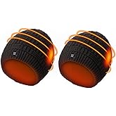 Handepo 2 Pack Winter Heated Beanie Hat for Women Men Battery Heat Knit Cap for Skiing Fishing Hiking Working, Slate Grey(3.7V Rechargeable Battery Not Included)