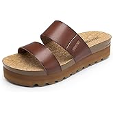 DREAM PAIRS Women's Platform Wedge Sandals with Arch Support, Comfortable Beach Slip-on Flat Sandals, Casual 2-Strap Cork Cushion Slides for Women